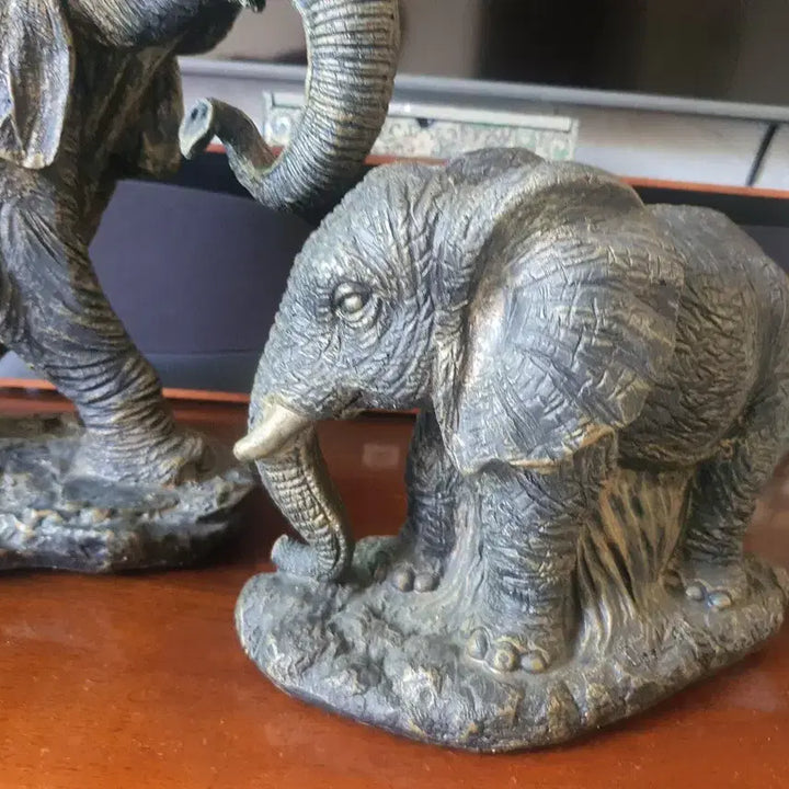 [BUNJANG] Pair of Indian Elephants Sculpture / 인도 코끼리 한쌍 섬세한 작품