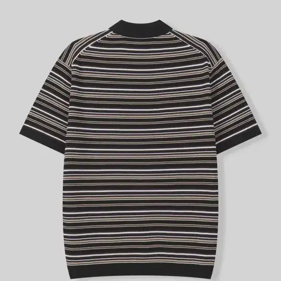[BUNJANG] Modern Stripe Collar Knit Polo [Black Mix] / 모던 스트라이프 카라 니트 폴로 [블랙믹스]