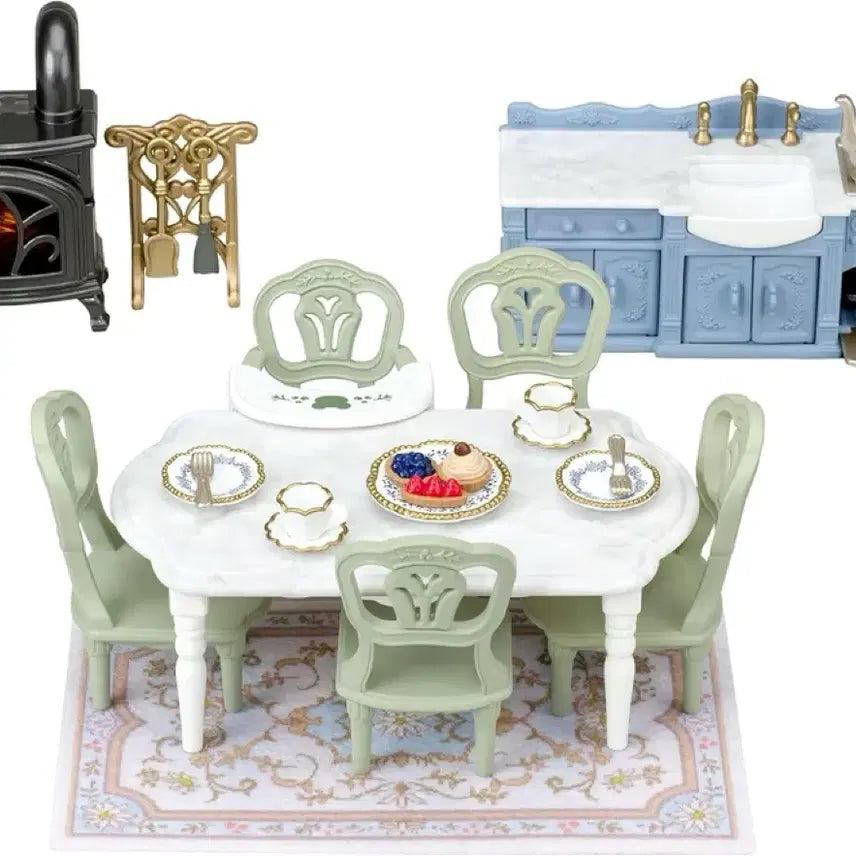 [BUNJANG] Sylvanian Families Elegant Dining Room Set / 실바니안 엘레강트 다이닝룸 주방 가구 세트