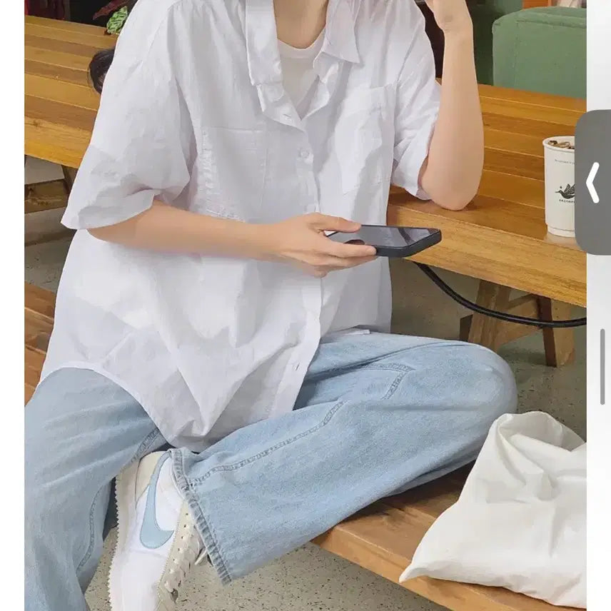 [BUNJANG] Oversized Cotton Shirt (Black, White) / 44~110 빅사이즈 오버핏 바스락 셔츠(블랙,화이트)