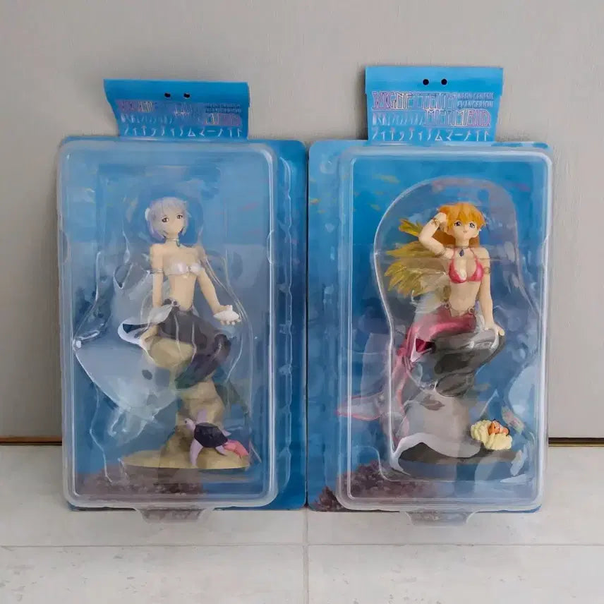 [BUNJANG] Evangelion Classic Mermaid Clear Ver. Rei &amp; Asuka Figure Bundle Set / 에반게리온 고전 머메이드 인어 피규어 클리어 버전  레이 아스카 일괄