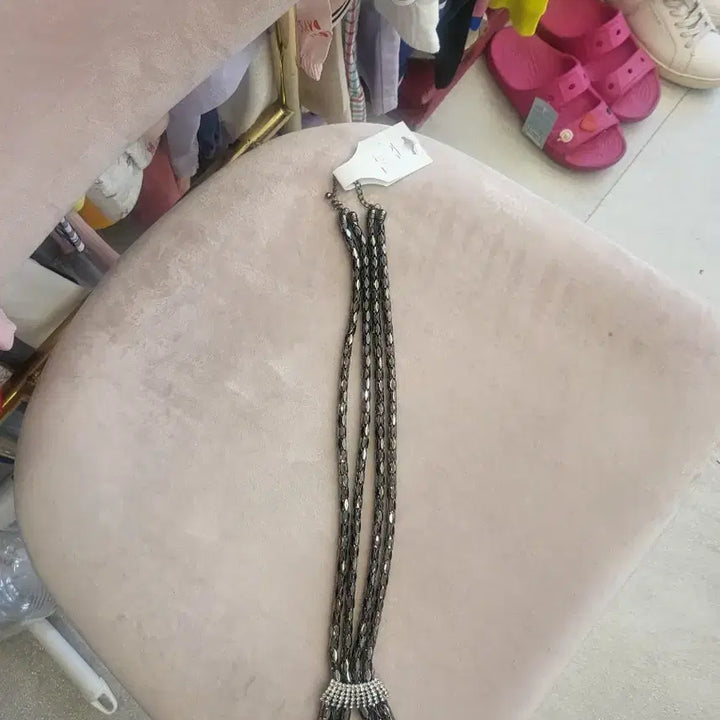 [BUNJANG] Silver Cubic Chain Necklace / 체인 목걸이 은색 큐빅 장식