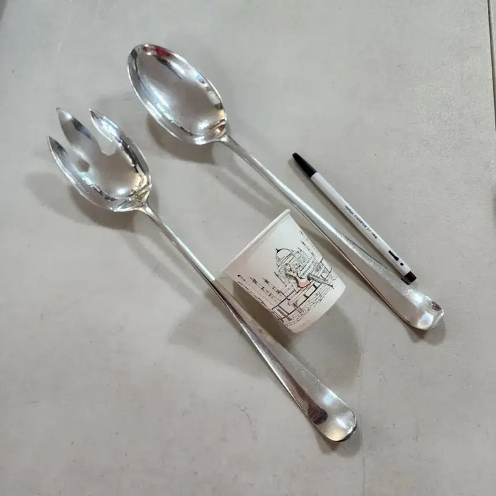 [SOLD OUT] 영국 오래된 상태좋은 은도금 서빙 스푼과 포크