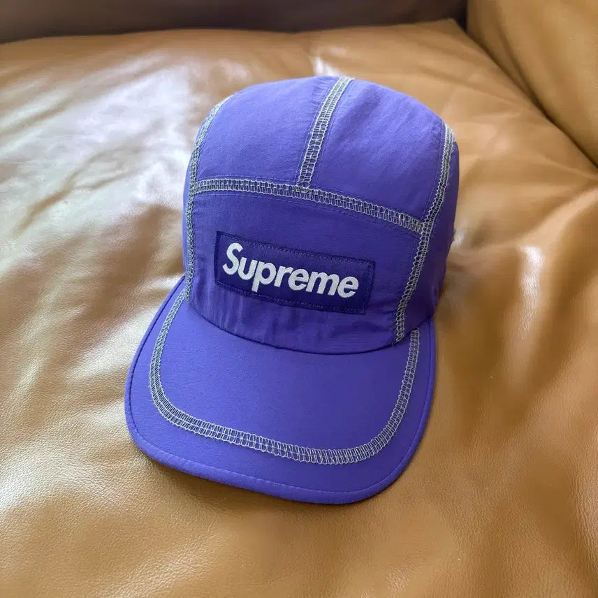 [BUNJANG] Supreme Reflective Stitch Camp Cap Purple 23SS / 슈프림 캠프캡 모자 박스로고 리플렉티브 스티치 퍼플 23SS