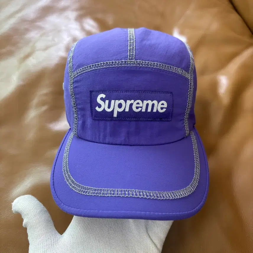 [BUNJANG] Supreme Reflective Stitch Camp Cap Purple 23SS / 슈프림 캠프캡 모자 박스로고 리플렉티브 스티치 퍼플 23SS