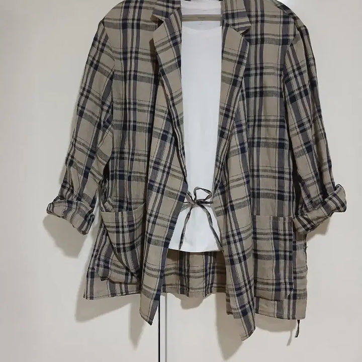 [BUNJANG] Check Linen Jacket (Size 55-77) / 고급스러운 체크 린넨 자켓 55~77