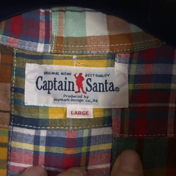 [BUNJANG] Captain Santa Patchwork Madras Check Button-Down Shirt / 캡틴 산타 패치워크 마드라스 체크 남방 셔츠