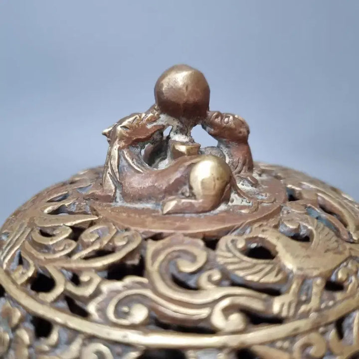[BUNJANG] Antique Bronze Censer with Dragon Motif / 앤틱 청동 향로 용 문양