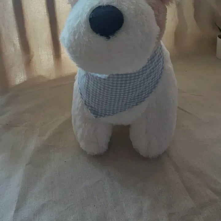 [BUNJANG] New Dog Plush Toy with Plaid Scarf / [택부착신상품]강아지 인형 체크무늬 스카프 넥타이