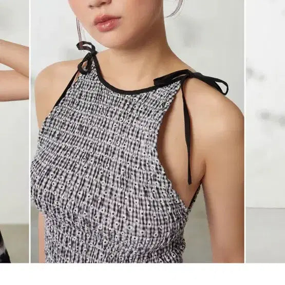 [BUNJANG] Aprilpoolday Amelie Smock Top Black Daisy Gingham / 에이프릴풀데이 아멜리 스목탑 블랙 데이지 깅엄
