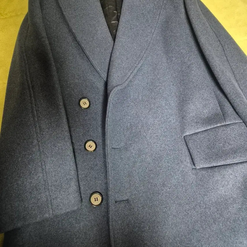 [BUNJANG] Solid Homme 14FW Mélange Blue Wool Coat Size 46 / 솔리드옴므 14fw 멜란지블루 코트