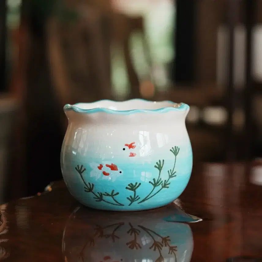 [BUNJANG] Goldfish Ceramic Ornament Japanese Style Vintage / 금붕어 어항 도자기 오브제 일본소품 고전완구 빈티지