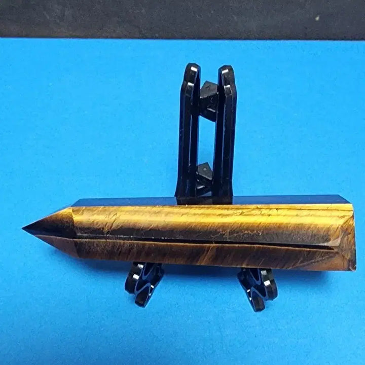 [BUNJANG] Natural Crystal Tiger Eye Hexagonal Pillar with Stand / 천연크리스탈 호안석 육각기둥+받침대