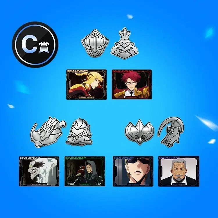 [BUNJANG] Solo Leveling Piccoma Lottery C Prize Pin Badge &amp; Sticker Complete Set / 나 혼자만 레벨업 나혼렙 픽코마쿠지 C상 핀 뱃지 스티커 차해인 최종인 백윤호 민병구 우진철 고건희
