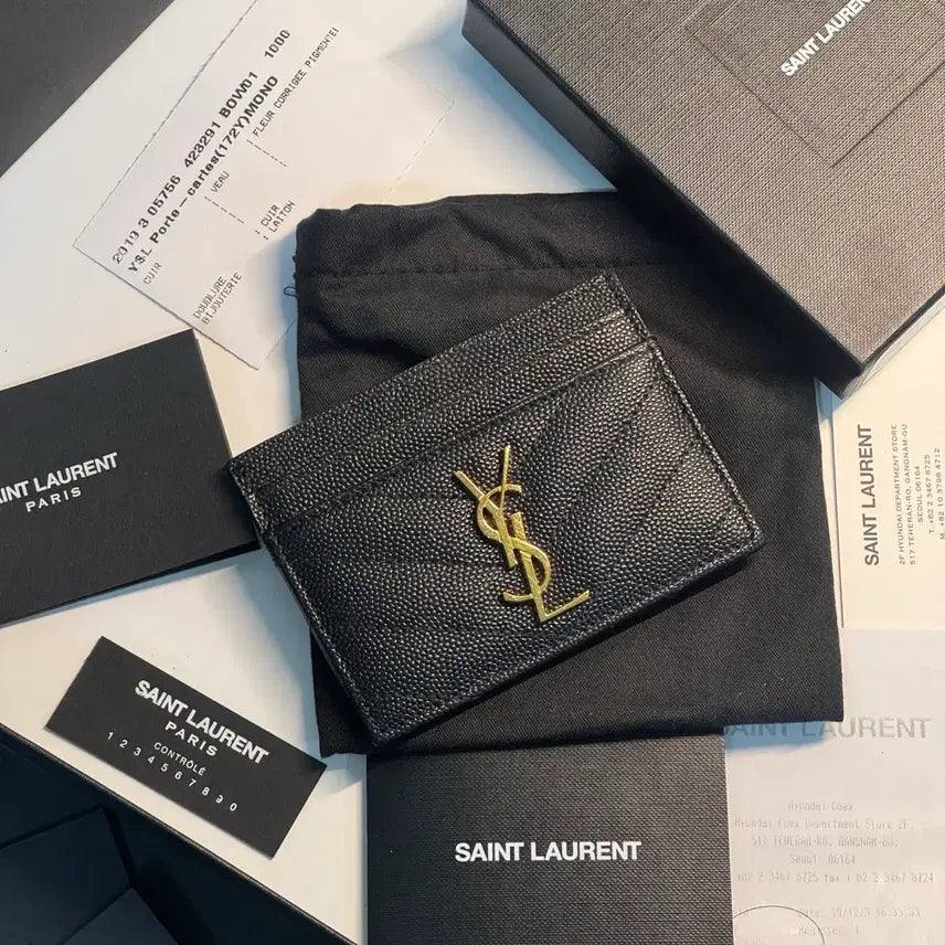 [BUNJANG] Saint Laurent Card Holder Gold Hardware / [S급/ 정품] 입생로랑 카드 지갑 금장