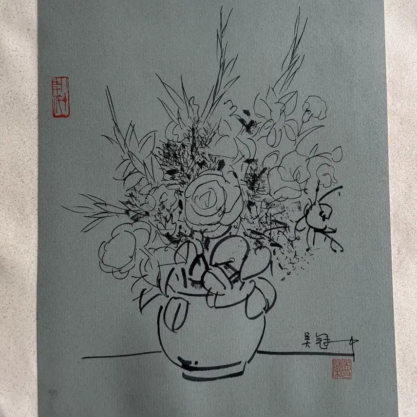 [BUNJANG] Wu Guan-Zhong Style Still Life Painting / 우관중 오관중 육필 풍경화 그림 (7) 골동품 고미술품 수집품 미술품