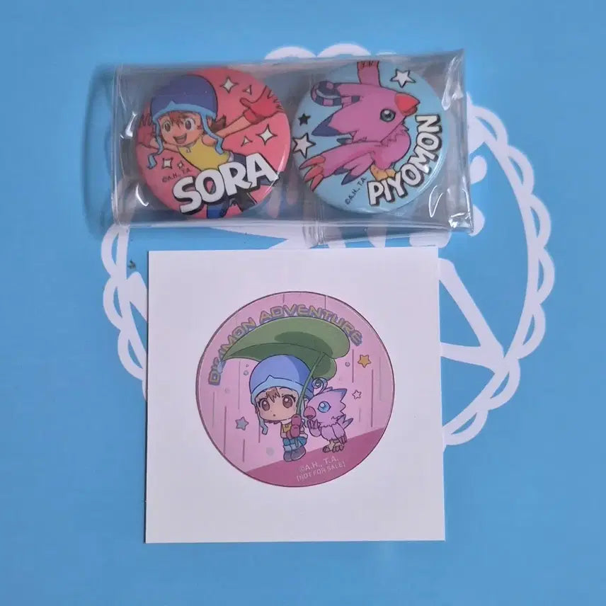 [BUNJANG] Oddstudio x Digimon Collaboration Pin Set (Sora &amp; Piyomon) / 성수 무신사 오드스튜디오 디지몬 콜라보 뱃지 소분 소라 피요몬