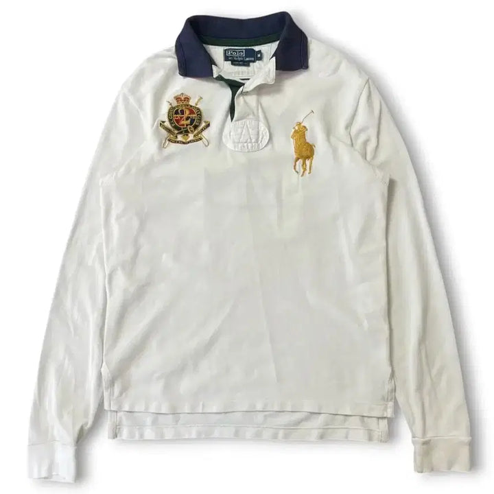 [BUNJANG] Polo Ralph Lauren Gold Big Pony White Rugby Shirt M / 폴로랄프로렌 금장 빅포니 화이트 럭비셔츠 M