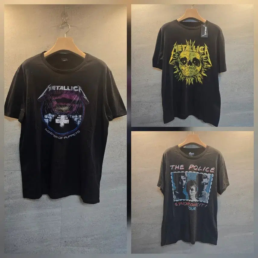 [BUNJANG] Metallica Master of Puppets &amp; The Police Band T-Shirt / 메탈리카. 폴리스. 밴드 티셔츠. 미착.