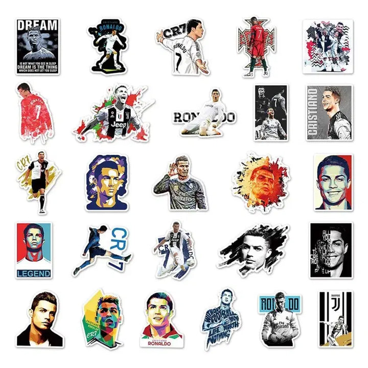 [BUNJANG] Cristiano Ronaldo Waterproof Sticker Set (50 pcs) / 50장)호날두 고급방수 스티커 / 고화질 월드컵 축구 선수 대용량