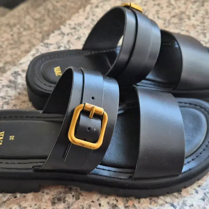 [BUNJANG] Zara Black Buckle Strap Sandals Size 35 / 미착용 새제품 자라 블랙 버클 스트랩 샌들 35