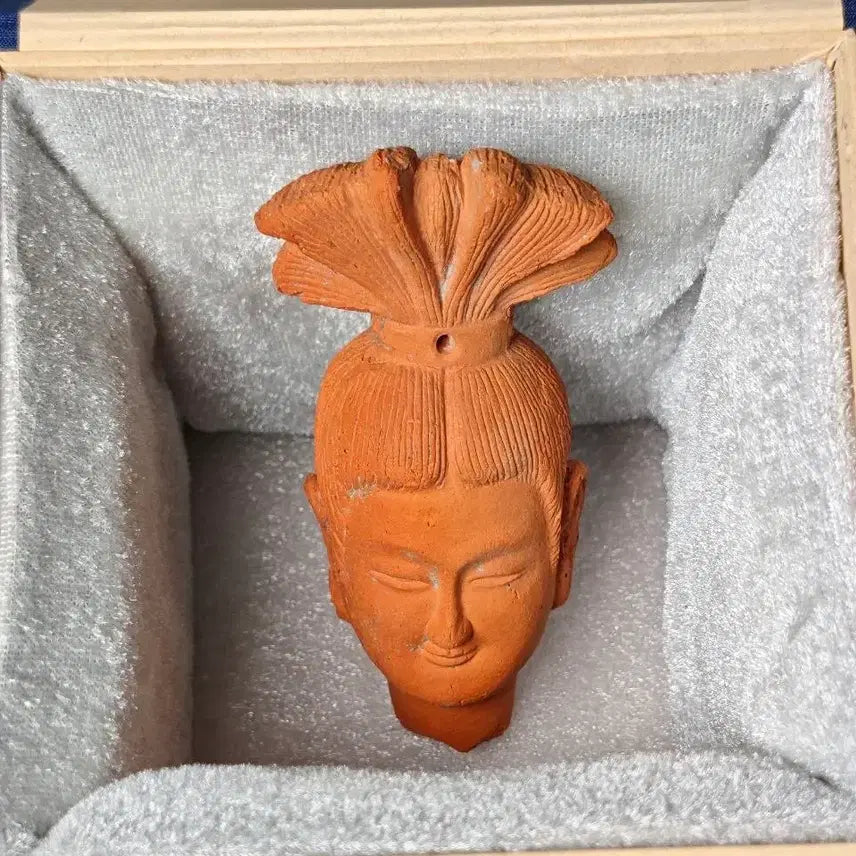 [BUNJANG] Northern and Southern Dynasties Period Terracotta Female Figure Head, Ancient Chinese Buddhist Sculpture / [진품] 남북조 시기 출토품 적토 여인상 불두 고미술품 골동품 불상
