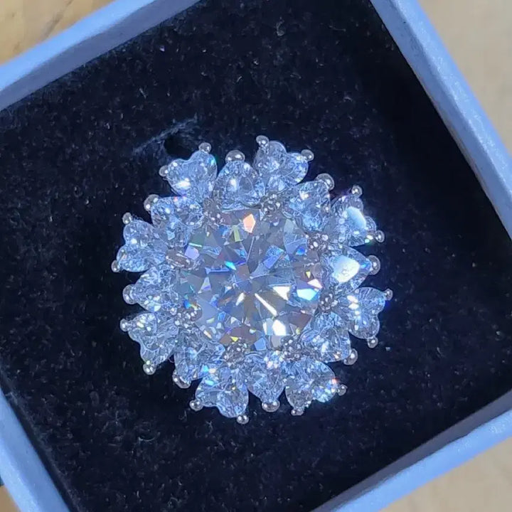 [BUNJANG] Moissanite 5 Carat Flower Ring Size 20 / 모이사나이트 5캐럿 플라워 반지 20호 U9 1/2 (새제품)