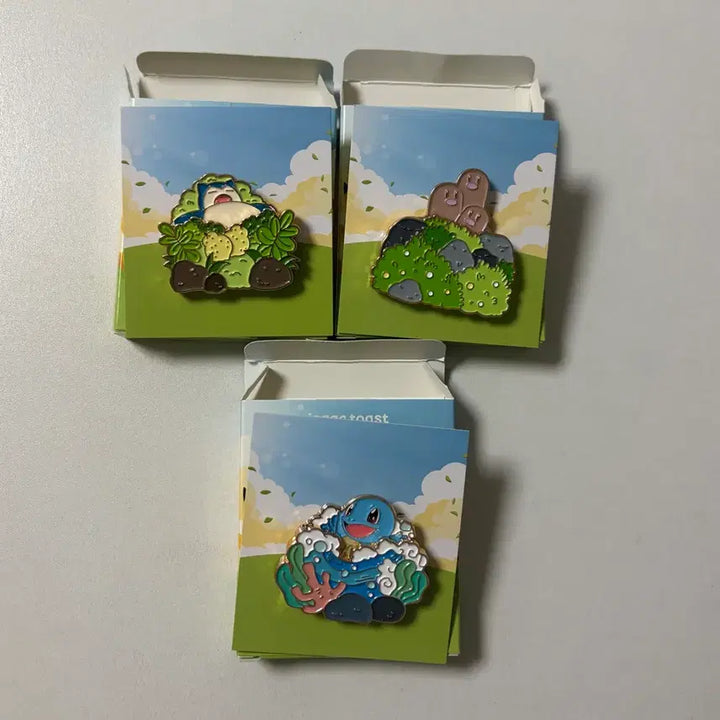 [BUNJANG] Pokemon Snorlax, Dugtrio, Squirtle Badge Bundle Set / (일괄)이삭토스트 포켓몬 뱃지 (잠만보, 닥트리오, 꼬부기)