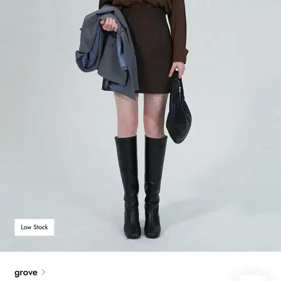 [BUNJANG] Grove Miou Mini Skirt - Grey / 그로브 미우 스커트 그레이
