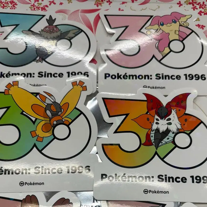 [BUNJANG] Pokemon 30th Anniversary Sticker Bundle / 4개 일괄 포켓몬 30주년 스티커 올리브영 벌차이 다부니 나메일 불카모스