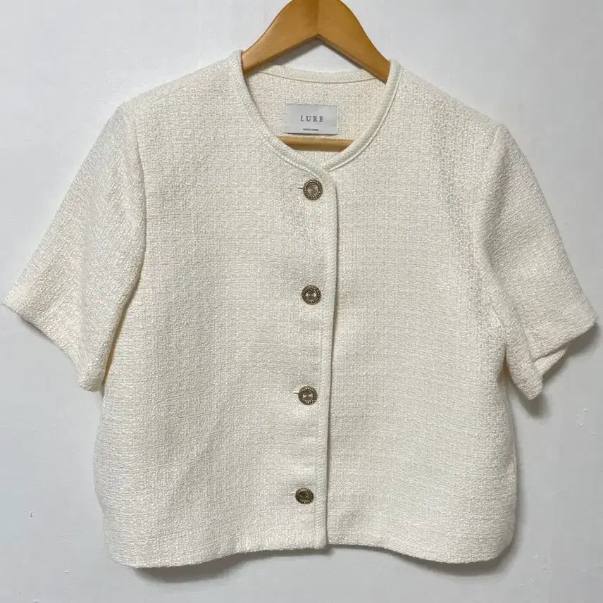 [BUNJANG] LURE Round Neck Short Sleeve Tweed Jacket / 55-66 LURE 라운드넥 반팔 트위드자켓 정품