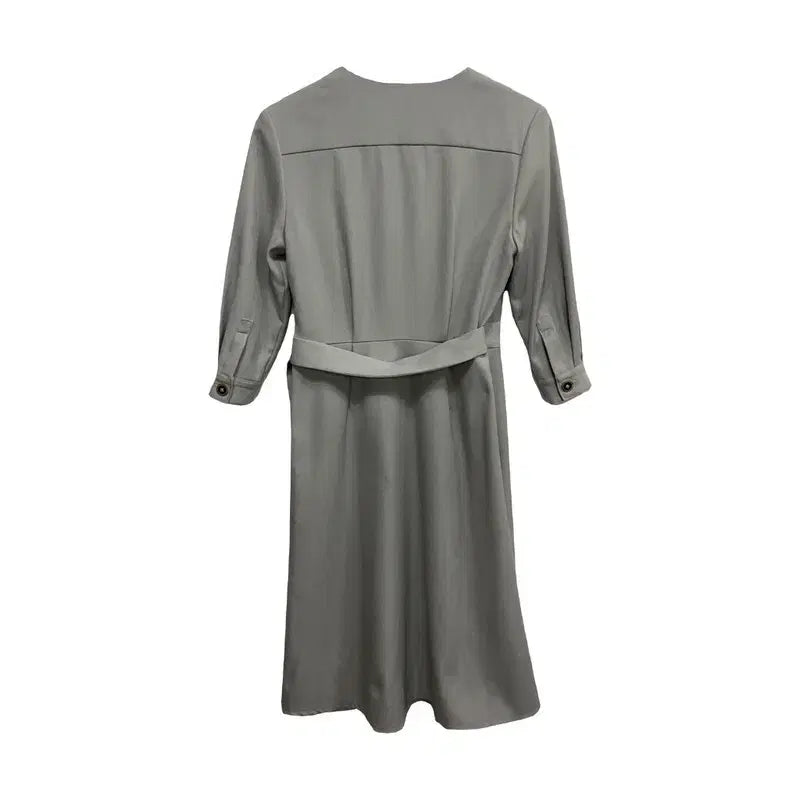 [BUNJANG] Akud Belted V-Neck Wrap Style Long Dress / 여S/아쿠드 벨티드 브이넥 랩 스타일 롱 원피스