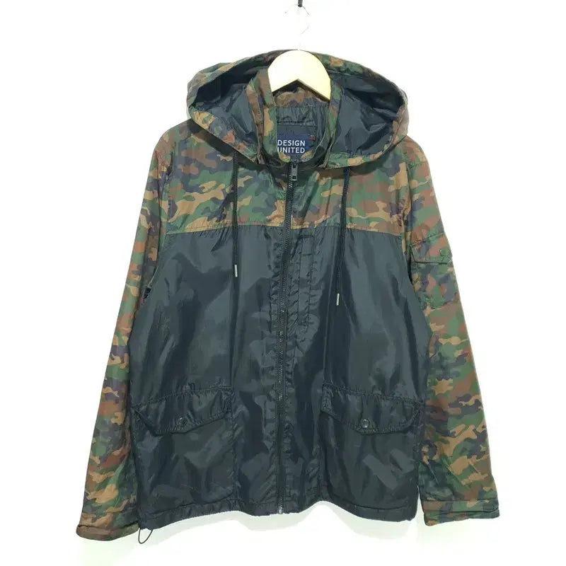[BUNJANG] Design United Military Camo Colorblock Windbreaker Jacket (Size 105) / 디자인 유나이티드 밀리터리 카모 배색 바람막이 자켓 105_M2590