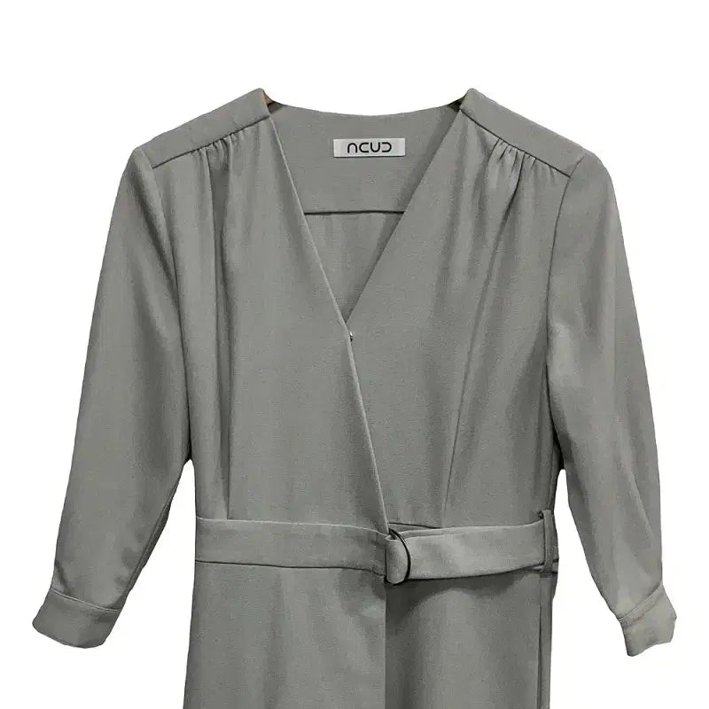 [BUNJANG] Acuude Belted V-Neck Wrap Style Long Dress / 여S/아쿠드 벨티드 브이넥 랩 스타일 롱 원피스