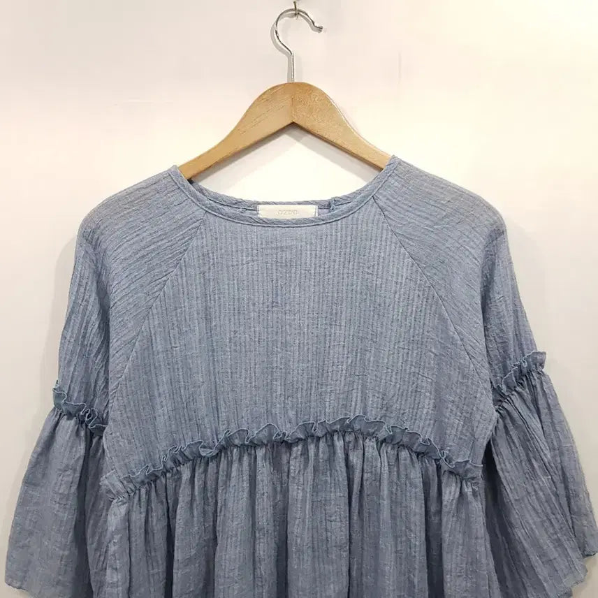 [BUNJANG] Vintage Frill Mori Girl Loose Fit 3/4 Sleeve Blouse / 빈티지 프릴 모리걸 하구미룩 루즈핏 7부 블라우스 여F R358