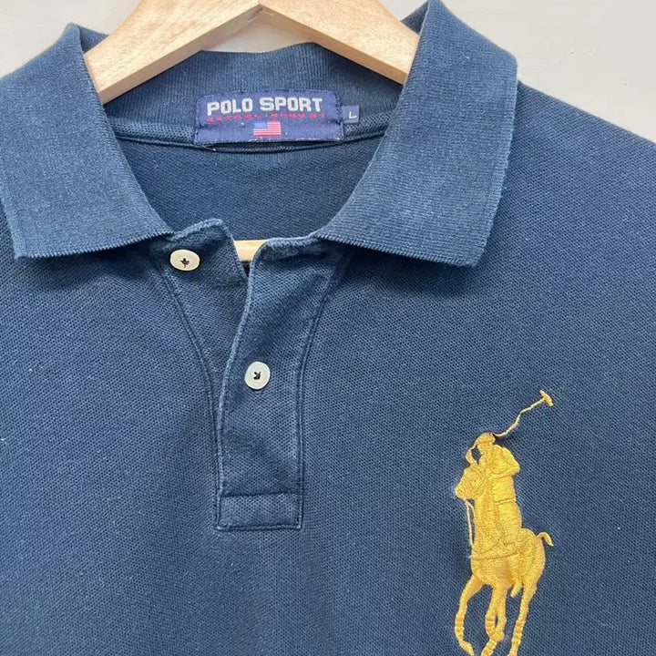 [BUNJANG] Polo Sport Big Pony Logo Polo Shirt Navy L / 폴로 스포츠 네이비 빅포니 카라티 L