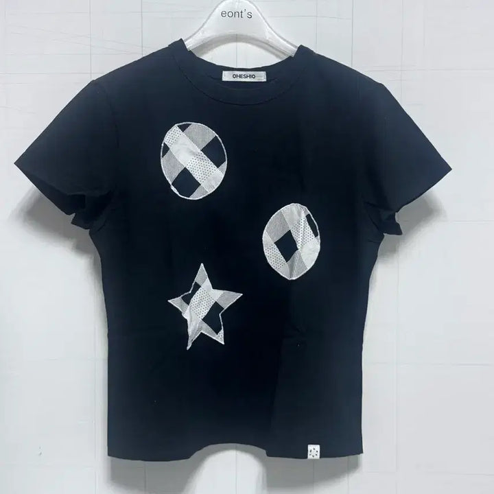 [BUNJANG] OHEHIO Check Patch T-Shirt / 오헤시오 체크 패치 티셔츠