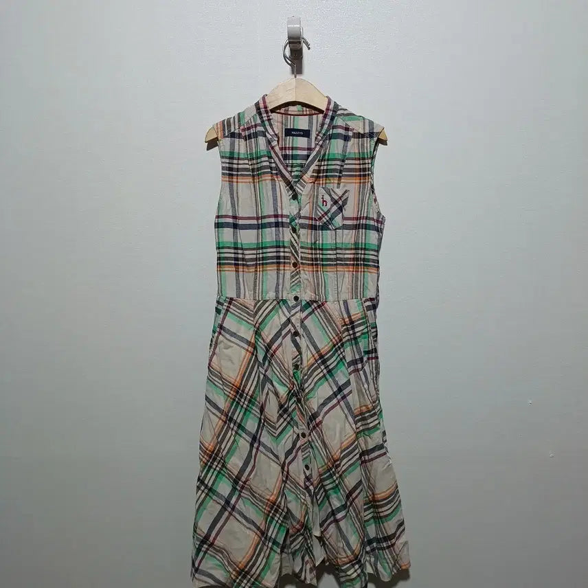 [BUNJANG] HAZZYS Sleeveless Checked Dress 90 / 해지스 맨소매 체크 원피스 90 (26A1388)