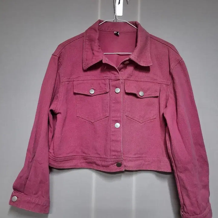 [BUNJANG] Denim Crop Jacket Pink (L) / 핑크색 데님 크롭 자켓(L)