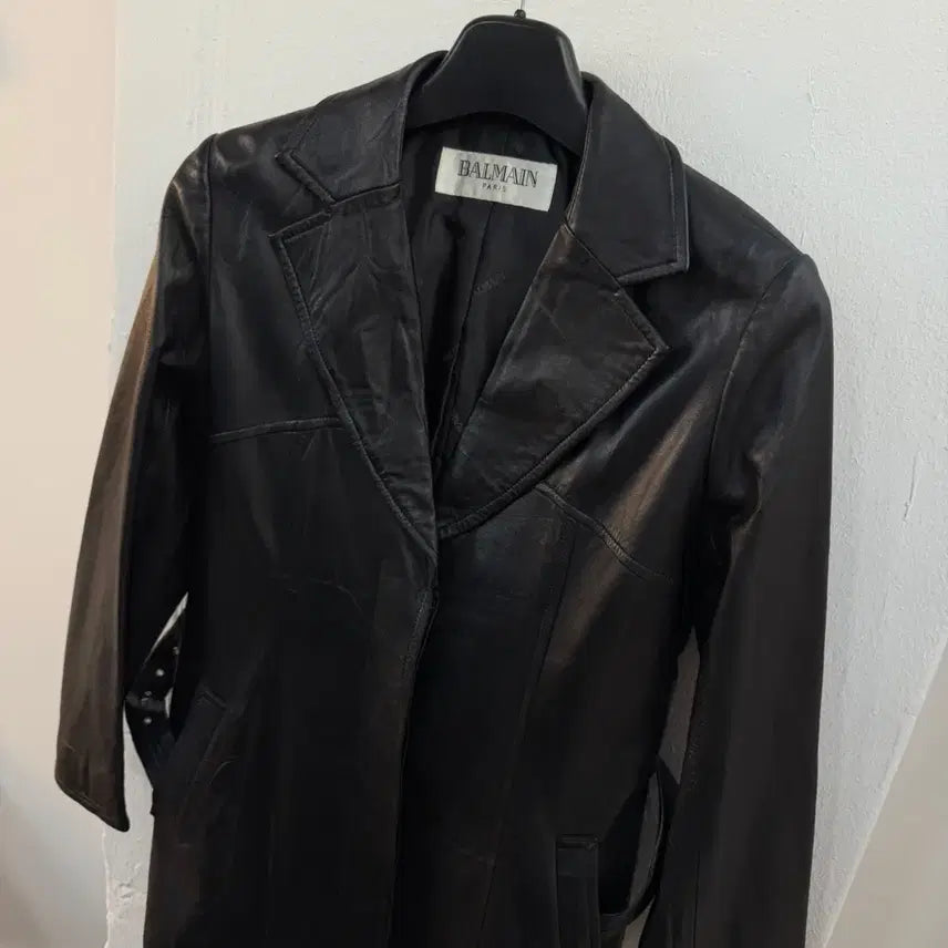 [BUNJANG] Balmain Lambskin Leather Coat / 발망 램스킨 레더 코트