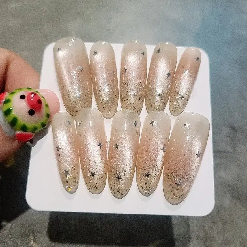 [BUNJANG] Starlight Glitter Nail Tips (Medium Size) / 별빛 글리터 네일팁 M사이즈