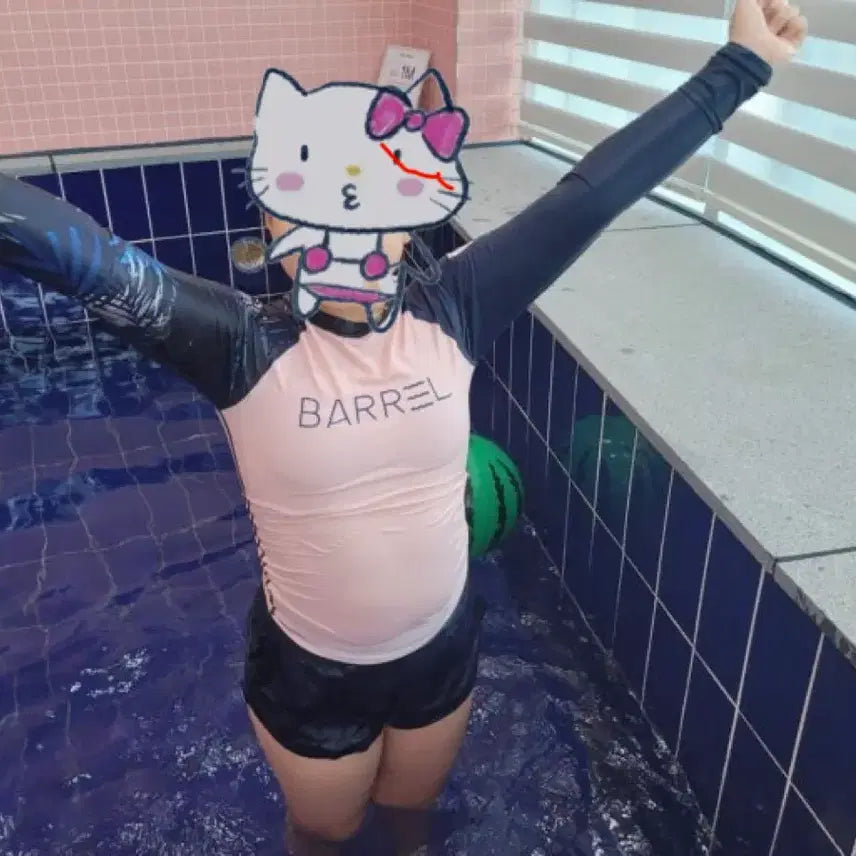 [BUNJANG] Barrel Rash Guard Pink Navy XS / 상태최상 베럴 래쉬가드 핑크와 네이비 xs