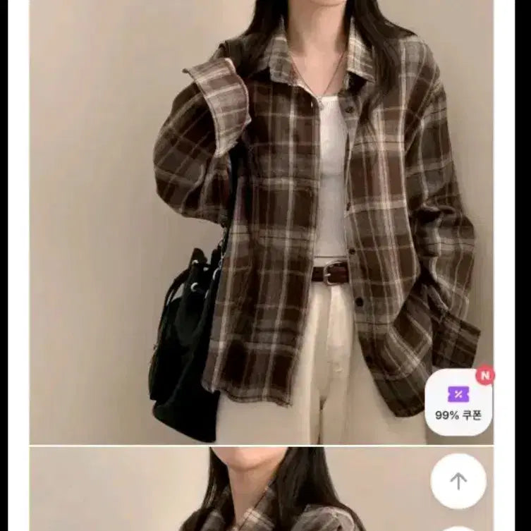 [BUNJANG] Checkered Long-Sleeve Shirt / 에이블리 체크셔츠 긴팔