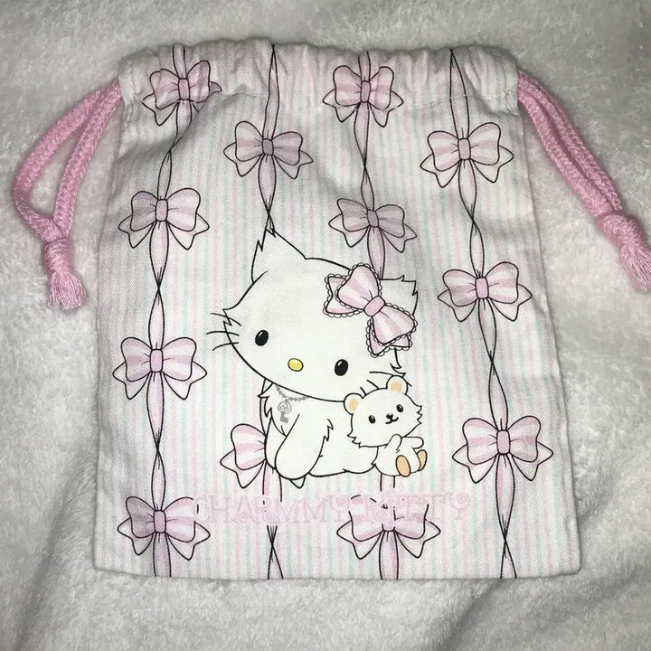 [BUNJANG] Sanrio Charmmy Kitty Ribbon Pouch / 챠미키티 리본 고전 챠미 산리오 파우치 조리개