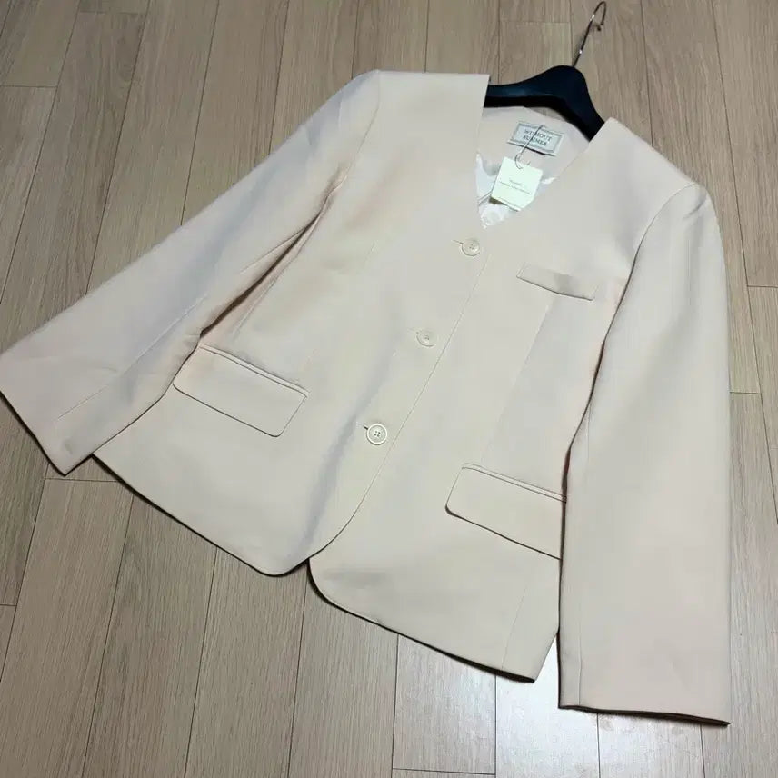 [BUNJANG] Without Summer No Collar V-Neck Jacket Butter Beige / 새상품) 위드아웃썸머 노카라 브이넥 자켓 버터베이지 위아썸하객룩봄가을