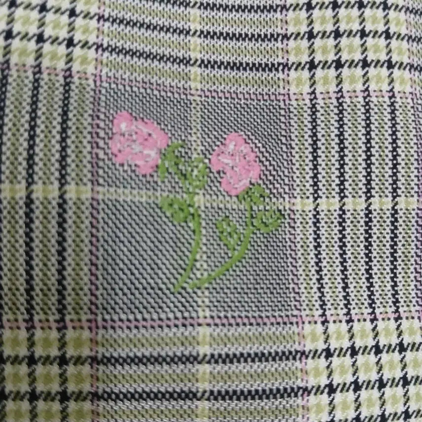 [BUNJANG] Mojo S.Phine Check Embroidered Flower Skirt / 모조에스핀 체크 자수 플라워 스커트(새것)