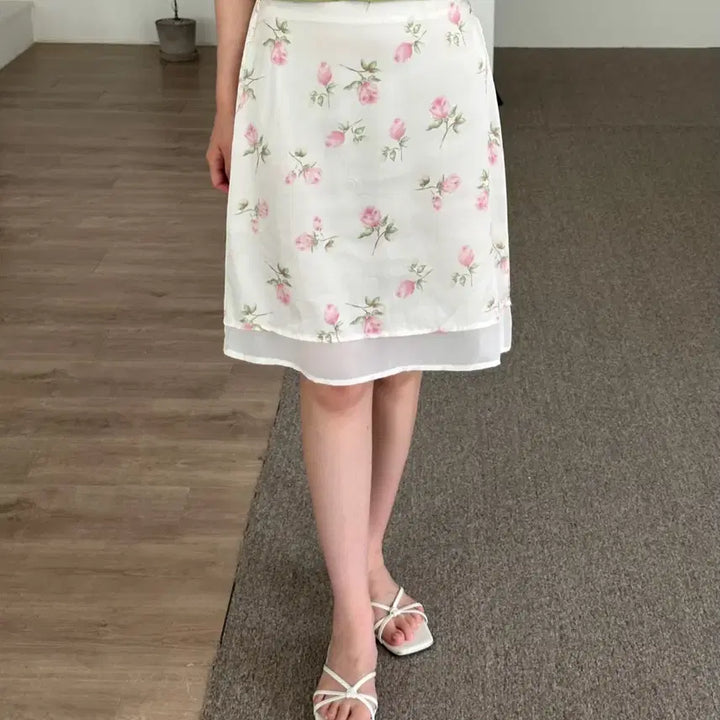 [BUNJANG] Flower Midi Skirt / 플라워 미디 스커트