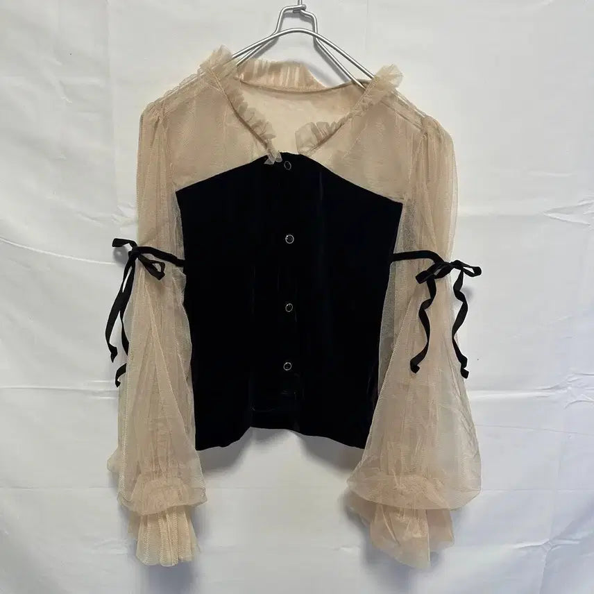 [BUNJANG] Ribbon Velvet Blouse / 리본 벨벳 블라우스