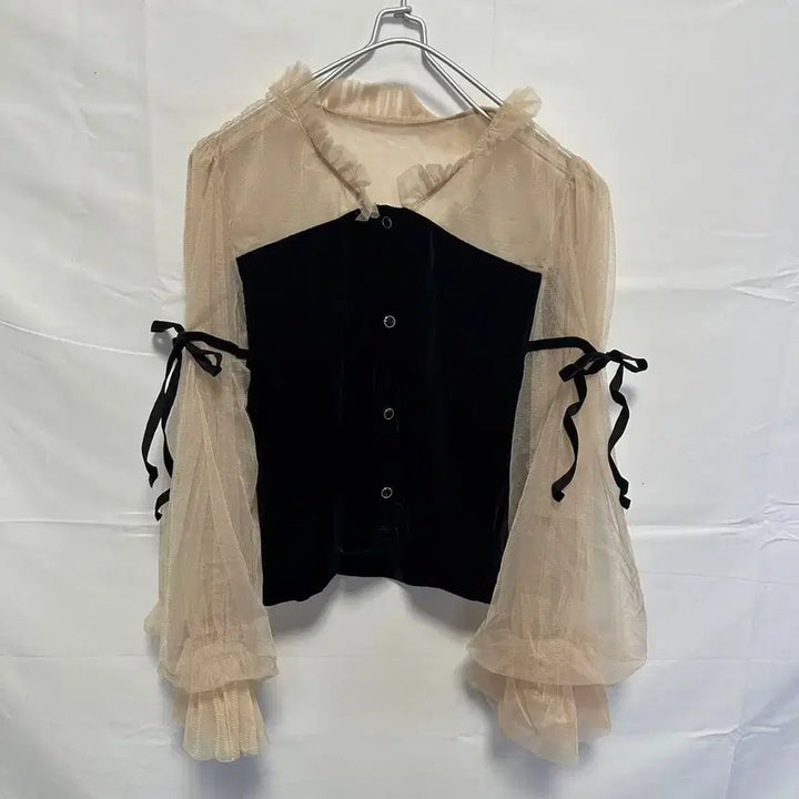 [BUNJANG] Ribbon Velvet Blouse / 리본 벨벳 블라우스