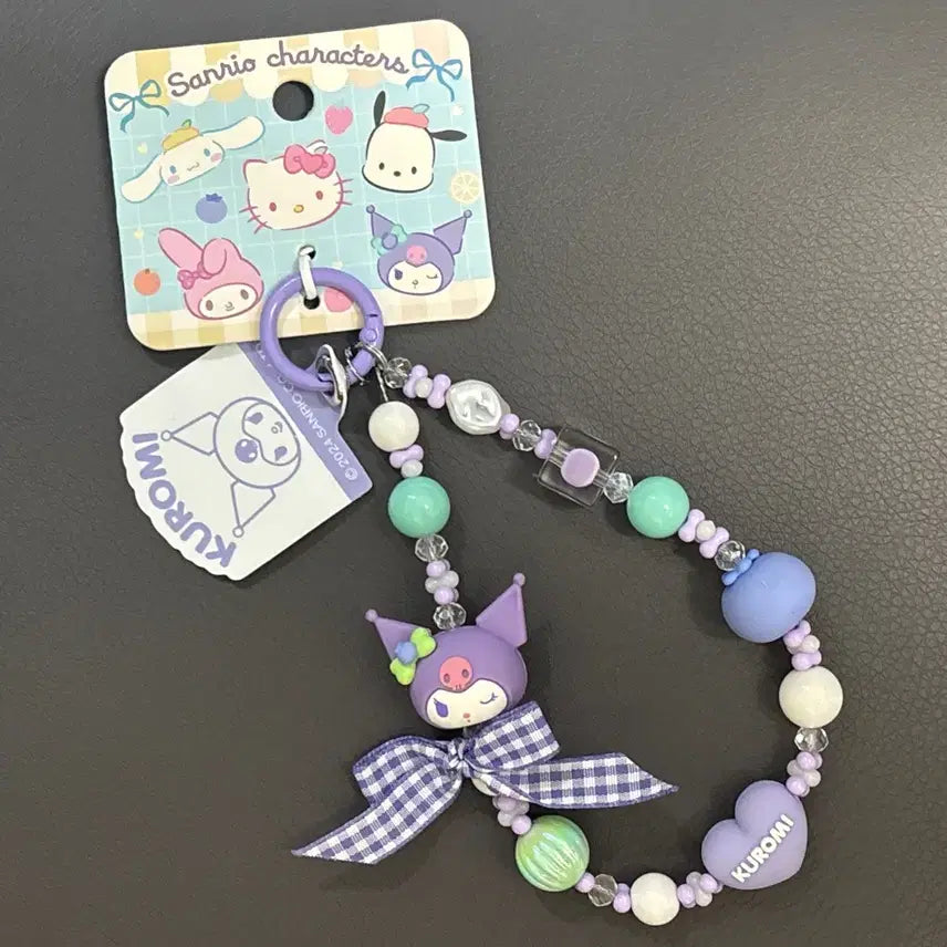[BUNJANG] Sanrio Kuromi Beaded Strap Keychain / 산리오 쿠로미 비즈 스트랩 키링